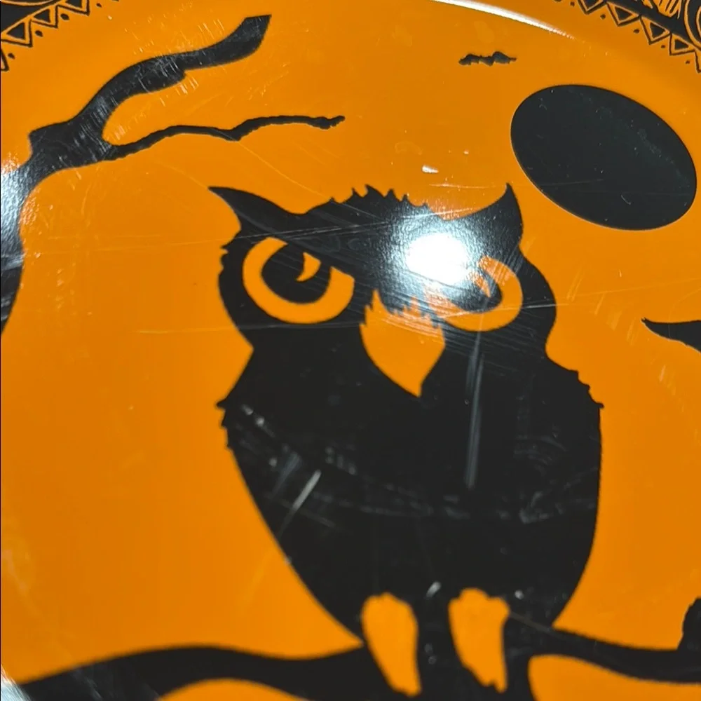 Set of Four Vintage Tin Halloween Themed Plates by restoration hardware
